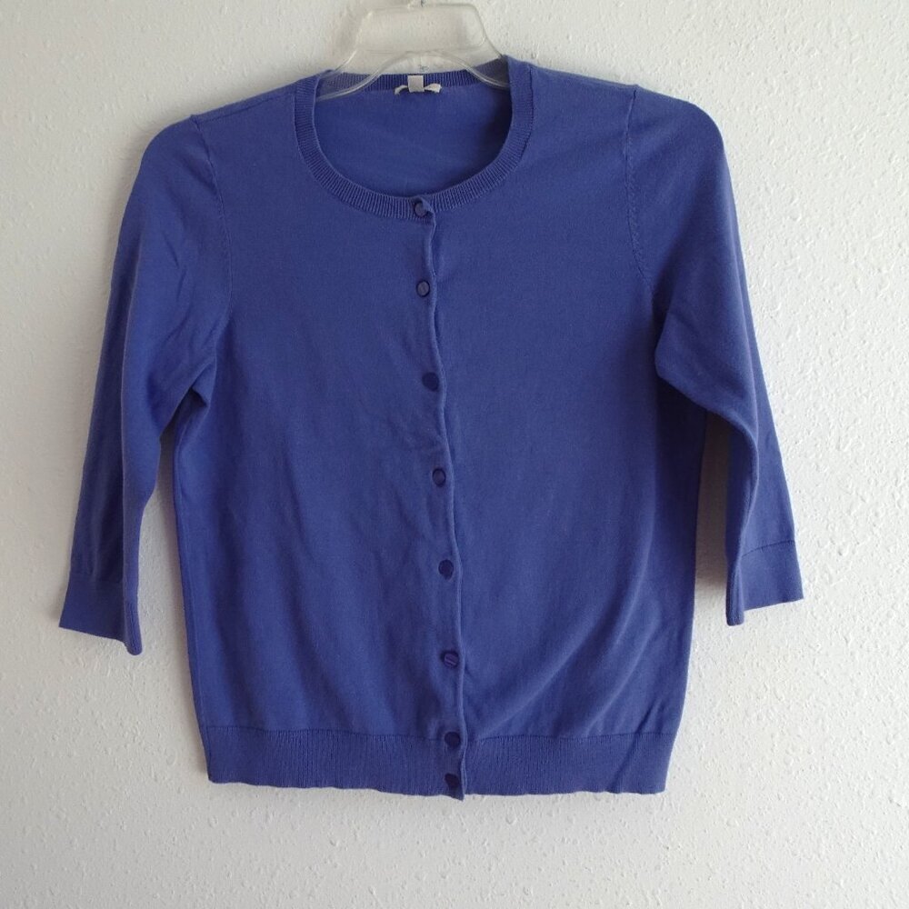 Talbots Cardigan Sweater Women's Size M Purple Button Front Classic